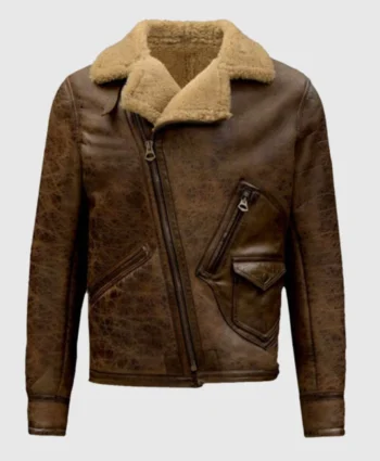 Atlas Distressed Shearling Jacket — view 2